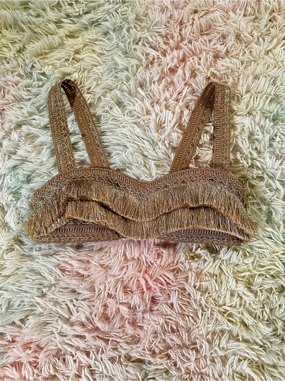 PatBo Fringe Bralette in Gold Size 4 - Picture 3 of 15